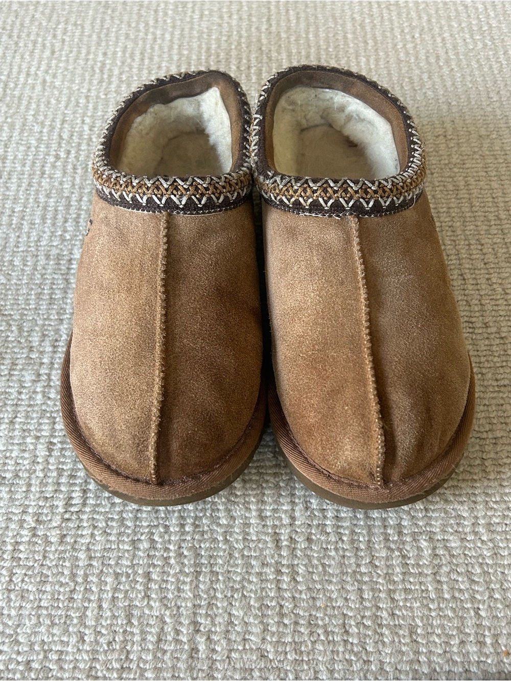 UGG Chestnut Suede Shearling Slip-On Mules
